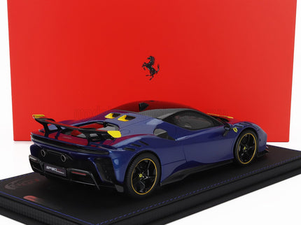 FERRARI | SF90 XX STRADALE 2024 - CON VETRINA - WITH SHOWCASE | BLU TOUR DE FRANCE - BLUE MET YELLOW BLACK