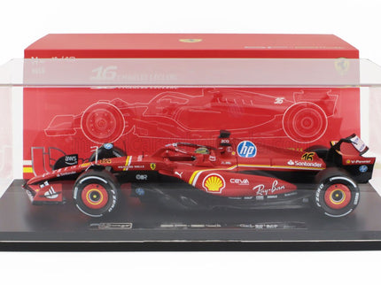 FERRARI | F1  SF-24 TEAM SCUDERIA FERRARI N 16 WINNER ITALY MONZA GP 2024 CHARLES LECLERC - CON VETRINA - WITH SHOWCASE | RED WHITE BLACK