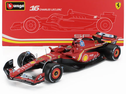 FERRARI | F1  SF-24 TEAM SCUDERIA FERRARI N 16 WINNER ITALY MONZA GP 2024 CHARLES LECLERC - CON VETRINA - WITH SHOWCASE | RED WHITE BLACK