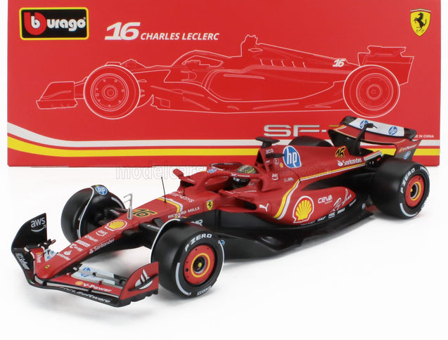FERRARI | F1  SF-24 TEAM SCUDERIA FERRARI N 16 WINNER ITALY MONZA GP 2024 CHARLES LECLERC - CON VETRINA - WITH SHOWCASE | RED WHITE BLACK