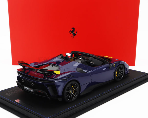 FERRARI | SF90 XX STRADALE SPIDER 2024 - CON VETRINA - WITH SHOWCASE | BLU ELETTRICO - BLUE YELLOW BLACK