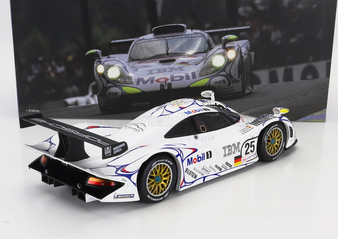 PORSCHE | 911 GT1-98 3.2L TURBO TEAM PORSCHE AG MOBIL-1 N 25 2nd 24h LE MANS 1998 UWE ALZEN - JORG MULLER - BOB WOLLEK | WHITE BLUE RED