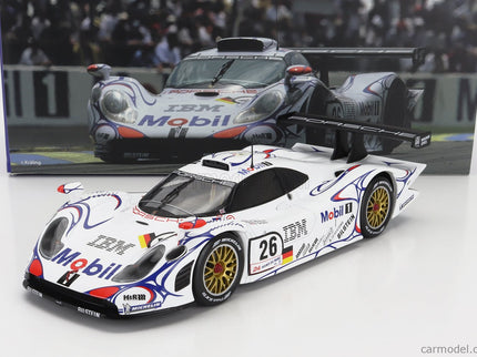 Porsche 911 GT1-98 3.2L Turbo Team Porsche AG MOBIL-1 N°26 Víťaz 24h Le Mans 1998 Allan Mcnish - Laurent Aiello - Stephane Ortelli 1:18 Werk83 biela modrá červená