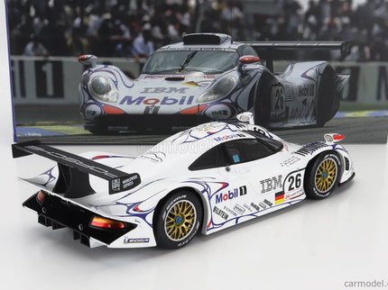 Porsche 911 GT1-98 3.2L Turbo Team Porsche AG MOBIL-1 N°26 Víťaz 24h Le Mans 1998 Allan Mcnish - Laurent Aiello - Stephane Ortelli 1:18 Werk83 biela modrá červená