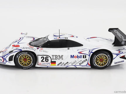 Porsche 911 GT1-98 3.2L Turbo Team Porsche AG MOBIL-1 N°26 Víťaz 24h Le Mans 1998 Allan Mcnish - Laurent Aiello - Stephane Ortelli 1:18 Werk83 biela modrá červená