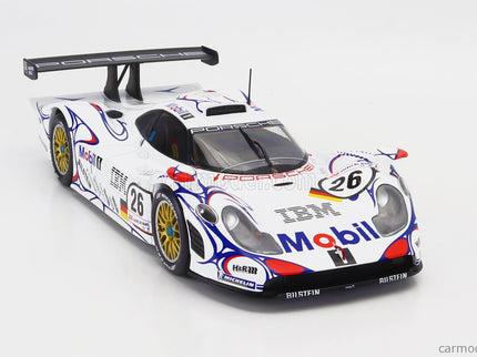 Porsche 911 GT1-98 3.2L Turbo Team Porsche AG MOBIL-1 N°26 Víťaz 24h Le Mans 1998 Allan Mcnish - Laurent Aiello - Stephane Ortelli 1:18 Werk83 biela modrá červená