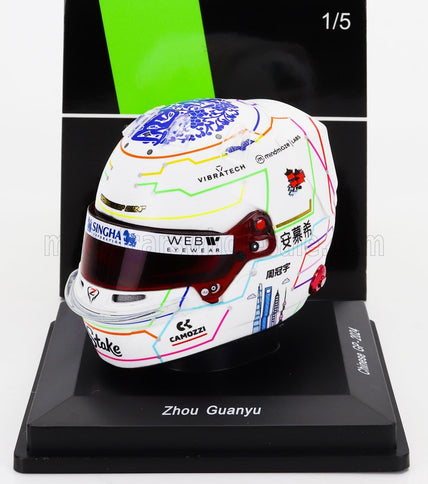 BELL HELMET | CASCO HELMET F1 GUANYU ZHOU TEAM STAKE KICK SAUBER N 24 CHINA GP 2024 | WHITE