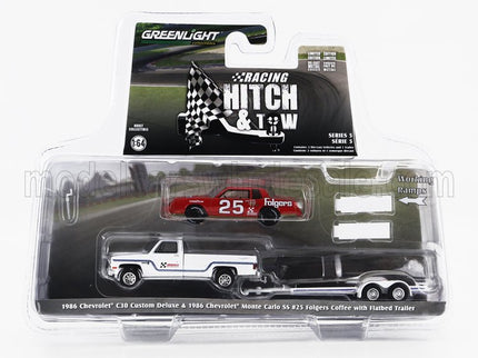 CHEVROLET | C-30 PICK-UP CUSTOM DELUXE 1986 WITH TRAILER + MONTE CARLO SS N 25 RACING 1986 | WHITE RED