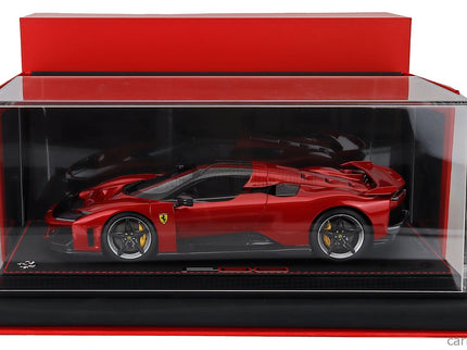 Ferrari F80 2024 - Carbon Silver Disky 1:18 BBR Models červená Supercar - červená metalická čierna