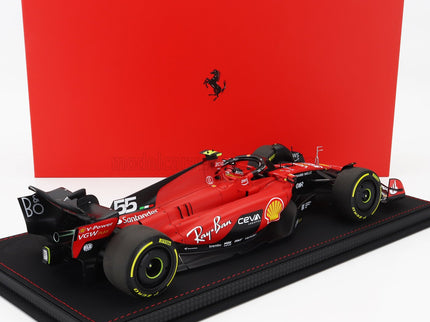 FERRARI | F1  SF-23 TEAM SCUDERIA FERRARI N 55 BELGIUM SPA GP 2023 CARLOS SAINZ - CON VETRINA - WITH SHOWCASE | RED BLACK