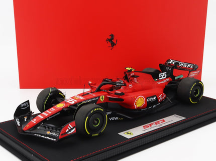 FERRARI | F1  SF-23 TEAM SCUDERIA FERRARI N 55 BELGIUM SPA GP 2023 CARLOS SAINZ - CON VETRINA - WITH SHOWCASE | RED BLACK