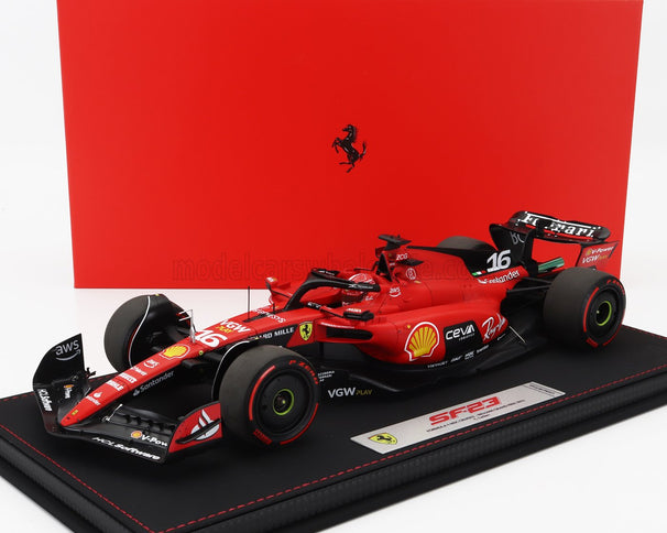 FERRARI | F1  SF-23 TEAM SCUDERIA FERRARI N 16 3rd BELGIUM SPA GP 2023 CHARLES LECLERC - CON VETRINA - WITH SHOWCASE | RED BLACK