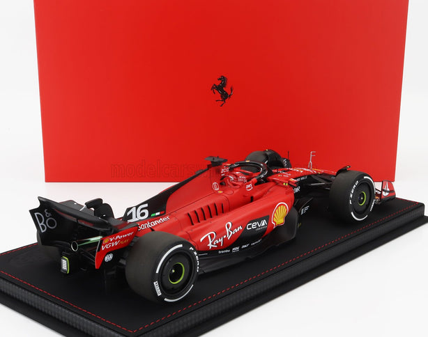 FERRARI | F1  SF-23 TEAM SCUDERIA FERRARI N 16 4th SINGAPORE GP 2023 CHARLES LECLERC - CON VETRINA - WITH SHOWCASE | RED BLACK