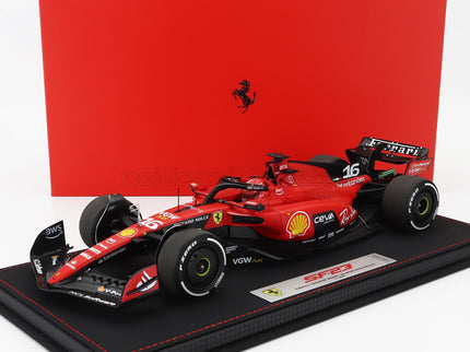FERRARI | F1  SF-23 TEAM SCUDERIA FERRARI N 16 4th SINGAPORE GP 2023 CHARLES LECLERC - CON VETRINA - WITH SHOWCASE | RED BLACK