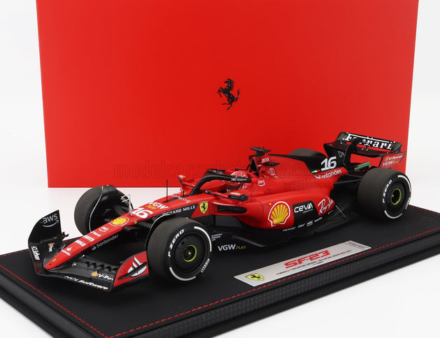 FERRARI | F1  SF-23 TEAM SCUDERIA FERRARI N 16 4th SINGAPORE GP 2023 CHARLES LECLERC - CON VETRINA - WITH SHOWCASE | RED BLACK