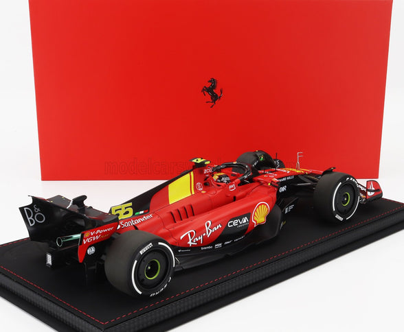 FERRARI | F1  SF-23 TEAM SCUDERIA FERRARI N 55 POLE POSITION 3rd MONZA ITALY GP 2023 CARLOS SAINZ - CON VETRINA - WITH SHOWCASE | RED BLACK YELLOW