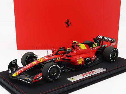 FERRARI | F1  SF-23 TEAM SCUDERIA FERRARI N 55 POLE POSITION 3rd MONZA ITALY GP 2023 CARLOS SAINZ - CON VETRINA - WITH SHOWCASE | RED BLACK YELLOW