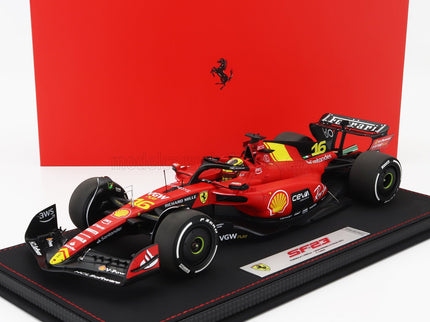 FERRARI | F1  SF-23 TEAM SCUDERIA FERRARI N 16 4th MONZA ITALY GP 2023 CHARLES LECLERC - CON VETRINA - WITH SHOWCASE | RED BLACK YELLOW