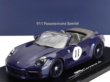 PORSCHE | 911 992 CARRERA S CABRIOLET OPEN N 11 2024 - LA CARRERA PANAMERICANA 1952 - CON VETRINA - WITH SHOWCASE | BLUE