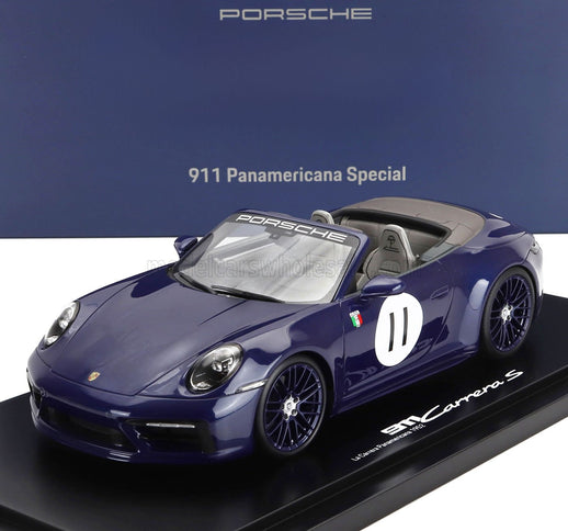 PORSCHE | 911 992 CARRERA S CABRIOLET OPEN N 11 2024 - LA CARRERA PANAMERICANA 1952 - CON VETRINA - WITH SHOWCASE | BLUE