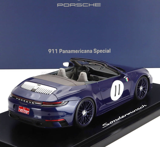 PORSCHE | 911 992 CARRERA S CABRIOLET OPEN N 11 2024 - LA CARRERA PANAMERICANA 1952 - CON VETRINA - WITH SHOWCASE | BLUE