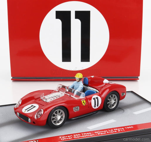 Ferrari 250TR Testarossa 3.0L V12 Spider Team Scuderia Ferrari Spa N°11 Víťaz 24h Le Mans 1960 With Olivier Gendebien Figúrka 1:43 Brumm červená