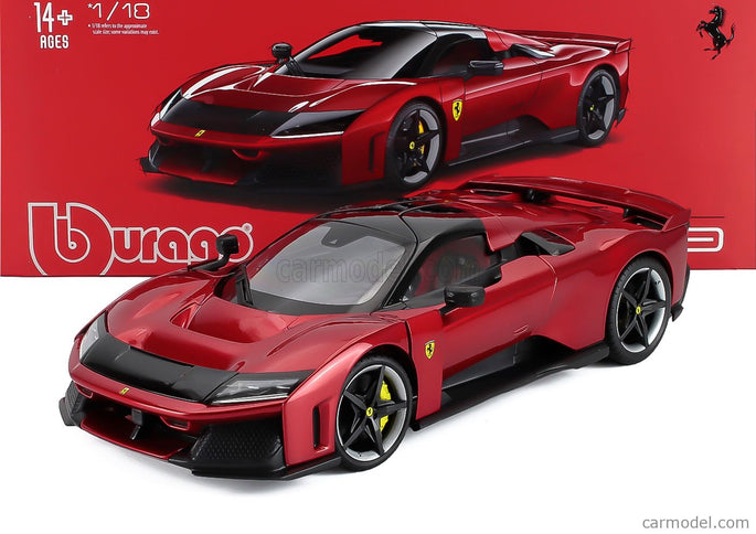 Ferrari F80 2024 - Silver Black Kolesá 1:18 Bburago červená Supercar - červená metalická