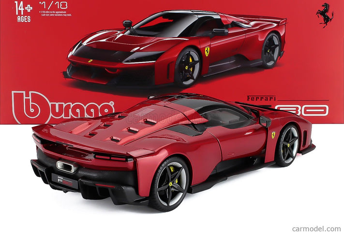 Ferrari F80 2024 - Silver Black Kolesá 1:18 Bburago červená Supercar - červená metalická