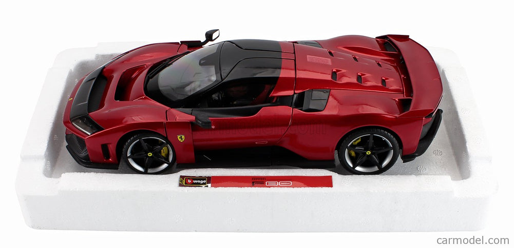 Ferrari F80 2024 - Silver Black Kolesá 1:18 Bburago červená Supercar - červená metalická
