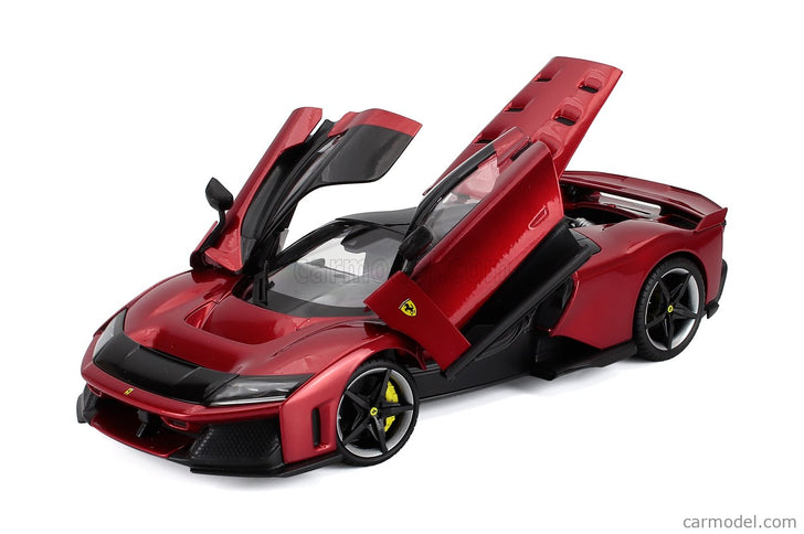 Ferrari F80 2024 - Silver Black Kolesá 1:18 Bburago červená Supercar - červená metalická