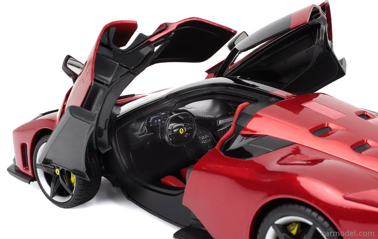 Ferrari F80 2024 - Silver Black Kolesá 1:18 Bburago červená Supercar - červená metalická