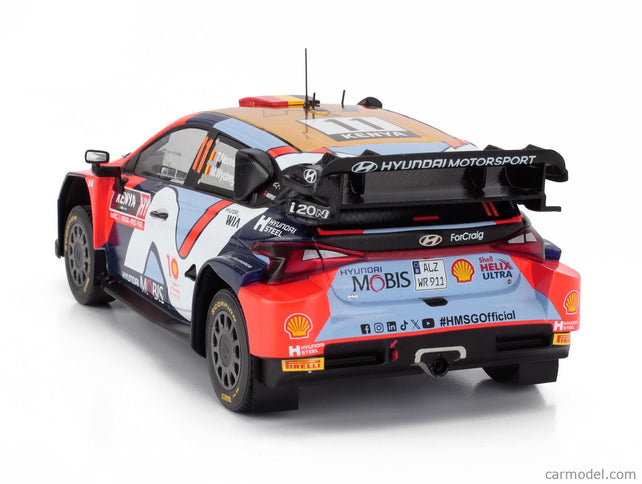 Hyundai i20N RALLY1 Team Hyundai Shell Mobis Wrt N°11 5. Miesto Rally Safari Kenya 2024 Thierry Neuville - Martijn Wydaeghe 1:18 IXO Models rôzne farby