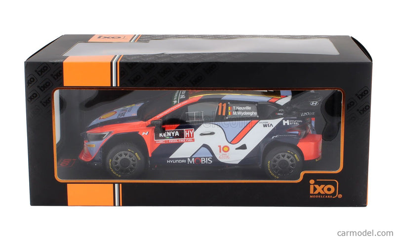 Hyundai i20N RALLY1 Team Hyundai Shell Mobis Wrt N°11 5. Miesto Rally Safari Kenya 2024 Thierry Neuville - Martijn Wydaeghe 1:18 IXO Models rôzne farby