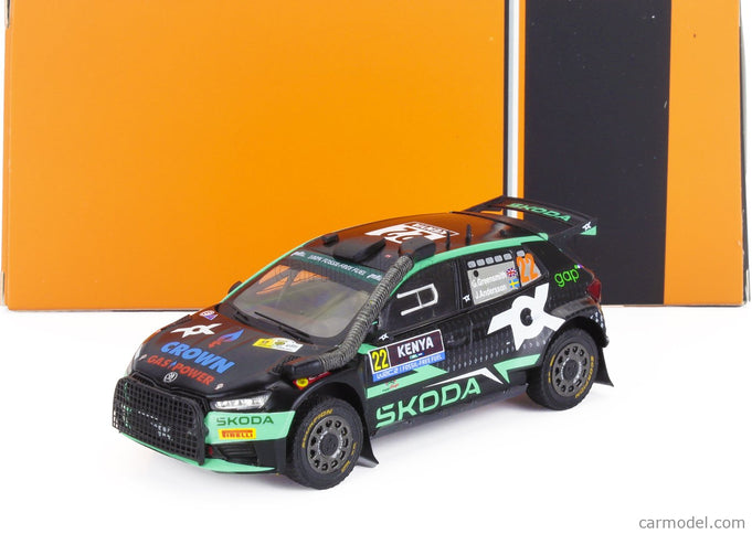 Skoda Fabia RALLY2 EVO Team Tokspot Wrt N°22 Rally Safari Kenya 2024 Gus Greensmith - Jonas Andersson 1:43 IXO Models čierna zelená
