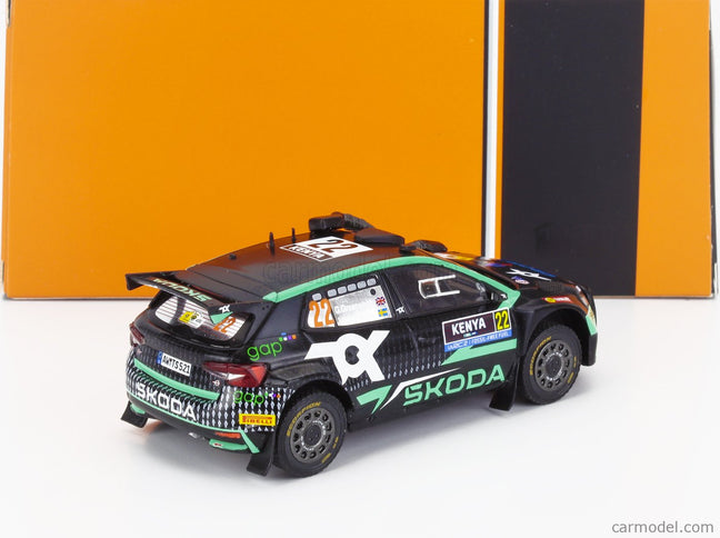 Skoda Fabia RALLY2 EVO Team Tokspot Wrt N°22 Rally Safari Kenya 2024 Gus Greensmith - Jonas Andersson 1:43 IXO Models čierna zelená