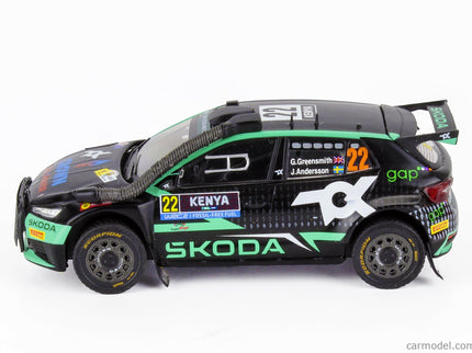 Skoda Fabia RALLY2 EVO Team Tokspot Wrt N°22 Rally Safari Kenya 2024 Gus Greensmith - Jonas Andersson 1:43 IXO Models čierna zelená