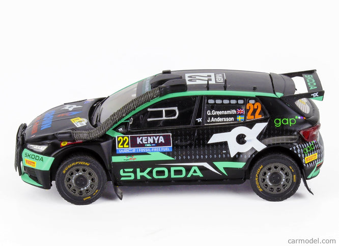 Skoda Fabia RALLY2 EVO Team Tokspot Wrt N°22 Rally Safari Kenya 2024 Gus Greensmith - Jonas Andersson 1:43 IXO Models čierna zelená