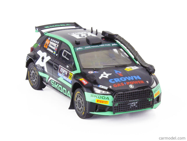 Skoda Fabia RALLY2 EVO Team Tokspot Wrt N°22 Rally Safari Kenya 2024 Gus Greensmith - Jonas Andersson 1:43 IXO Models čierna zelená