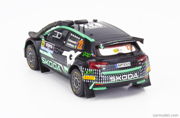 Skoda Fabia RALLY2 EVO Team Tokspot Wrt N°22 Rally Safari Kenya 2024 Gus Greensmith - Jonas Andersson 1:43 IXO Models čierna zelená