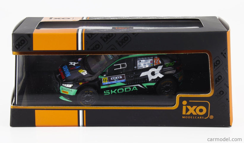 Skoda Fabia RALLY2 EVO Team Tokspot Wrt N°22 Rally Safari Kenya 2024 Gus Greensmith - Jonas Andersson 1:43 IXO Models čierna zelená