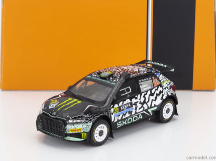 Skoda Fabia RALLY2 EVO Team Tokspot Wrt N°20 Rally Safari Kenya 2024 (snorkel) Oliver Solberg - Elliot Edmondson 1:43 IXO Models čierna biela
