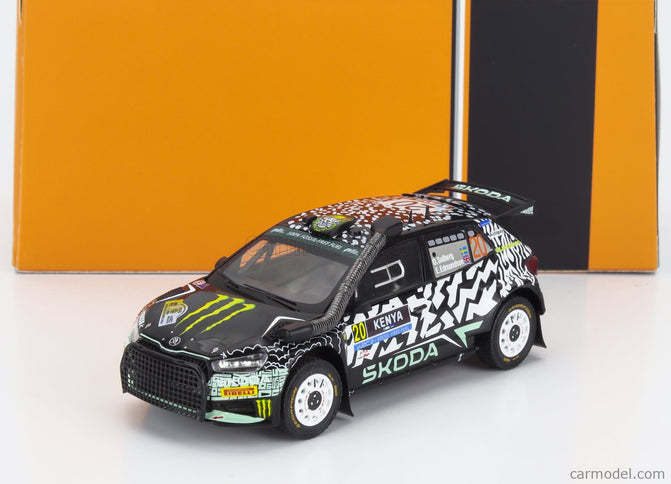Skoda Fabia RALLY2 EVO Team Tokspot Wrt N°20 Rally Safari Kenya 2024 (snorkel) Oliver Solberg - Elliot Edmondson 1:43 IXO Models čierna biela