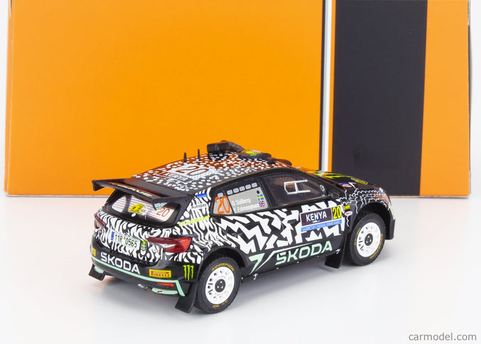 Skoda Fabia RALLY2 EVO Team Tokspot Wrt N°20 Rally Safari Kenya 2024 (snorkel) Oliver Solberg - Elliot Edmondson 1:43 IXO Models čierna biela