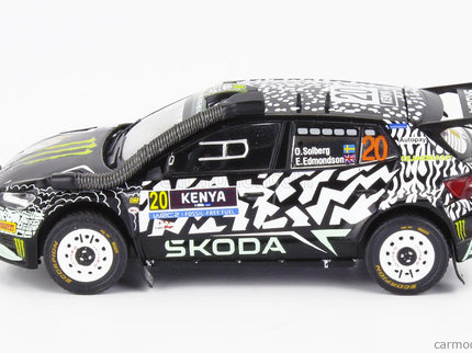 Skoda Fabia RALLY2 EVO Team Tokspot Wrt N°20 Rally Safari Kenya 2024 (snorkel) Oliver Solberg - Elliot Edmondson 1:43 IXO Models čierna biela