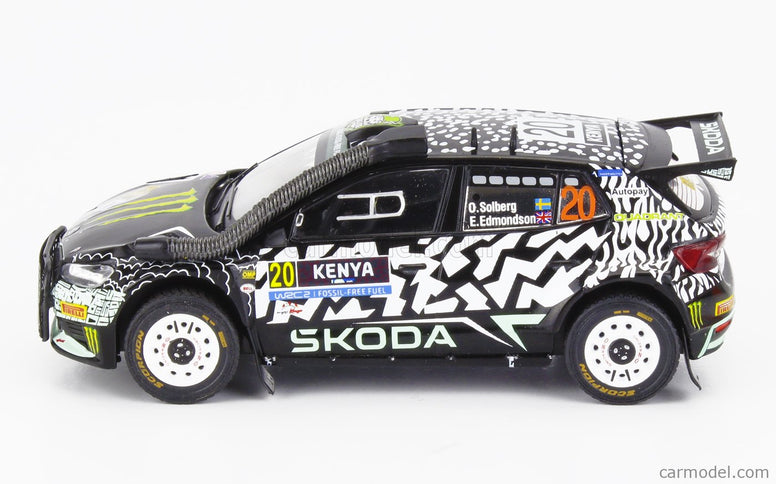 Skoda Fabia RALLY2 EVO Team Tokspot Wrt N°20 Rally Safari Kenya 2024 (snorkel) Oliver Solberg - Elliot Edmondson 1:43 IXO Models čierna biela
