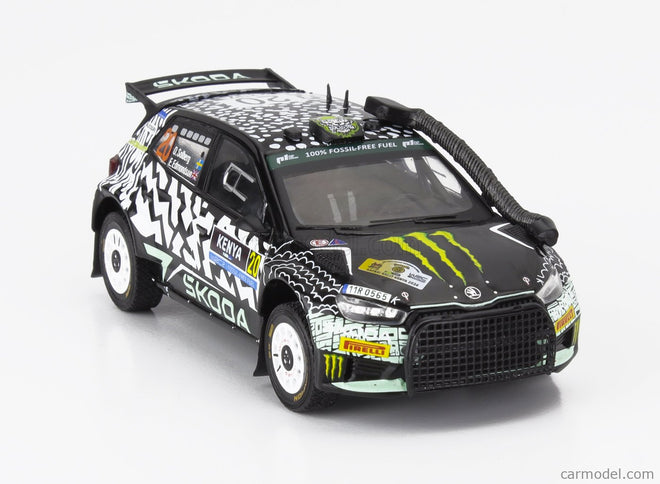 Skoda Fabia RALLY2 EVO Team Tokspot Wrt N°20 Rally Safari Kenya 2024 (snorkel) Oliver Solberg - Elliot Edmondson 1:43 IXO Models čierna biela