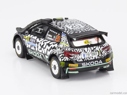 Skoda Fabia RALLY2 EVO Team Tokspot Wrt N°20 Rally Safari Kenya 2024 (snorkel) Oliver Solberg - Elliot Edmondson 1:43 IXO Models čierna biela