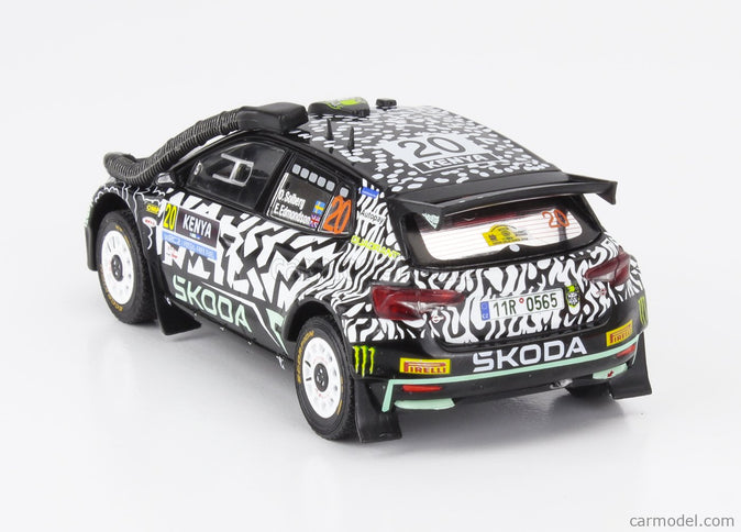 Skoda Fabia RALLY2 EVO Team Tokspot Wrt N°20 Rally Safari Kenya 2024 (snorkel) Oliver Solberg - Elliot Edmondson 1:43 IXO Models čierna biela