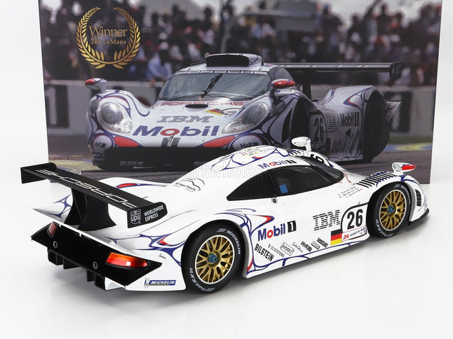 PORSCHE | 911 GT1-98 3.2L TURBO TEAM PORSCHE AG MOBIL-1 N 26 WINNER 24h LE MANS 1998 ALLAN McNISH - LAURENT AIELLO - STEPHANE ORTELLI | WHITE BLUE RED