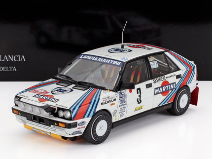 LANCIA | DELTA HF INTEGRALE 4WD TEAM MARTINI RACING (night version) N 3 WINNER RALLY MONTECARLO 1988 BRUNO SABY - JEAN FRANCOIS FAUCHILLE | WHITE BLUE RED